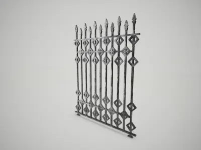 Ornate Wrought Iron Fence Design 3 Free 3D model