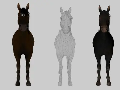 Realistic Horse 3D Model Pack 2 Variants  Game Ready Animals Low-poly 3D model