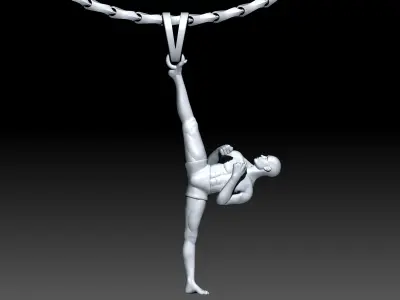 Karate man pendant Sculpture jewelry gold 3D print model