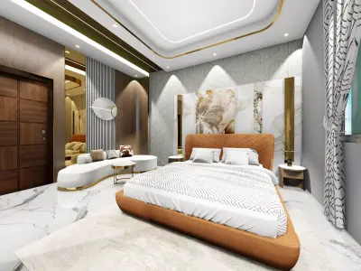 luxury minimal bedroom Free 3D model