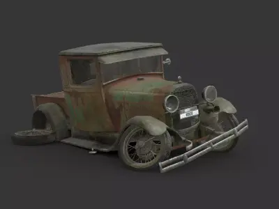 Abandoned Car - Ford Model A Pickup Low-poly 3D model