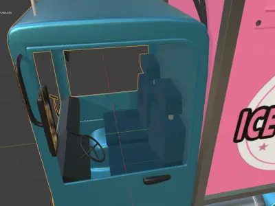 Stylized Cartoon Truck  Ice Cream Delivery Low-poly 3D model