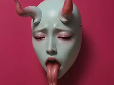 Japanese Sucubo Caress Ahegao Tongue Nipponese mask toy 3D print model