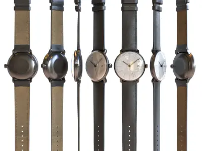 Minimalist Watch 3 - Automatic - White Dial x Black Case Low-poly 3D model