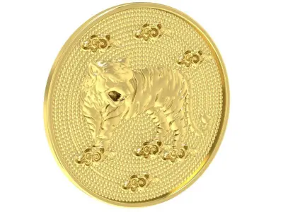 Luxury Tiger Zodiac 3D Coin Pendant  3325 3D print model