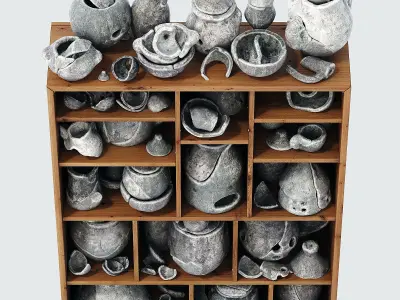 Dishes clay splinter old n3 3D model