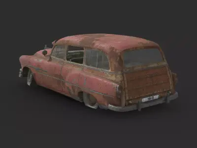 Abandoned Car - Pontiac Chieftain Wagon Low-poly 3D model