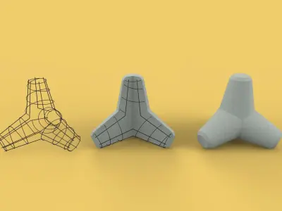 TETRAPOD BREAK WATER SEAWALL ARMOURING AKMON 3D model