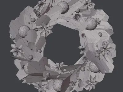 Christmas wreath in scandi style Low-poly 3D model