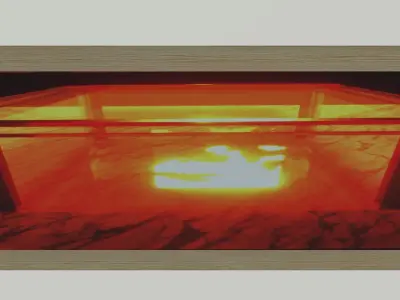 Painting fire in wooden frame Free low-poly 3D model