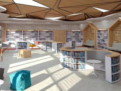 School Library 3D Design Low-poly 3D model