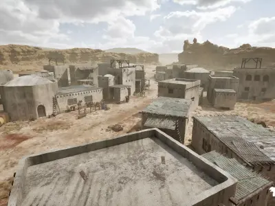 Afghan Village Environment Low-poly 3D model