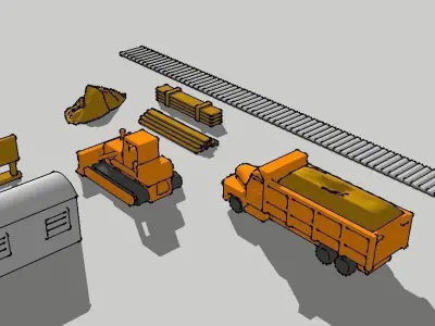 Construction Site Bulldozer Dumptruck Set by Outland Models 3D print model