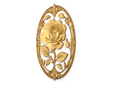 Classic oval carved decor ornament 04 3D model