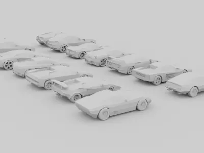 Low-Poly Italian Classic Sport and Super Cars Low-poly 3D model