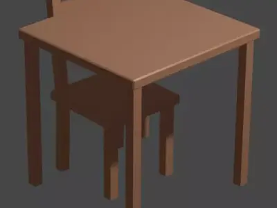 Table and Chair 01 Free 3D model
