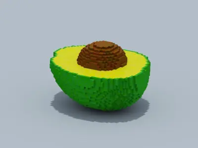 Voxel Avocado Low-poly 3D model
