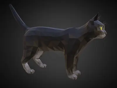 Cat Black Animal Low Polygon Art Farm Animal Low-poly 3D model