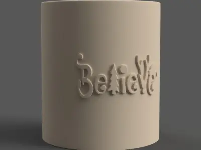 Christmas candle holder with believe relief smooth version 3D print model