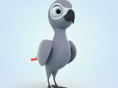 African grey parrot 3D model
