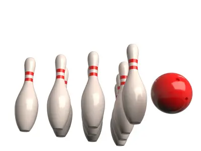 Bowling Ball and Pins Low-poly 3D model