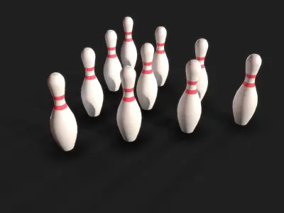 Ten Pin Classic Bowling Pins Low-poly 3D model
