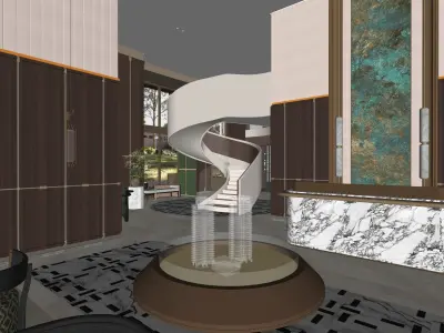 A modern real estate sales center 3D model 3D model