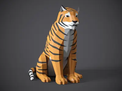 Tiger lowpoly stilyzed 3D model