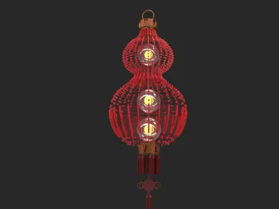  Chinese  red gourd lantern   Low-poly 3D model
