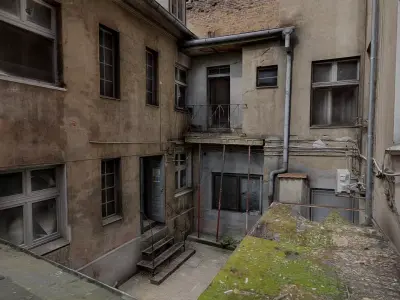 Patio in an abandoned tenement house 3D model