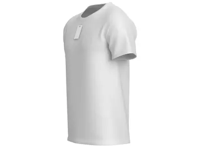 Crew Neck T-Shirt Worn For Men with Tag 3D model