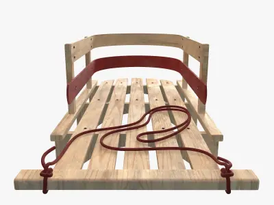 Wood sled 3D model