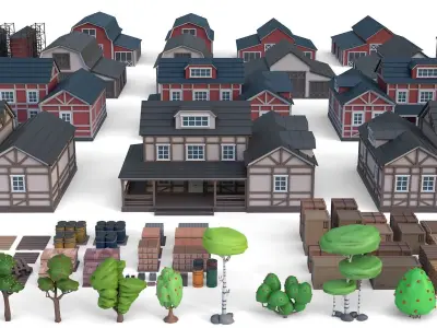 Low Poly Farm Set - 330 Models Mega Pack 02 Collection Free low-poly 3D model