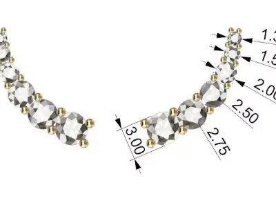 Sahmani Graduated Diamond Stud Earrings 3D print model