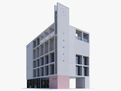 Modern apartment building Low-poly 3D model