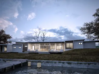 Green Residential Villa Revit Model Low-poly 3D model