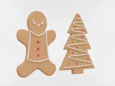 Gingerbread Christmas Cookies Free 3D model