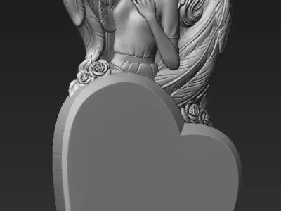 beautiful angel with a heart 3D model