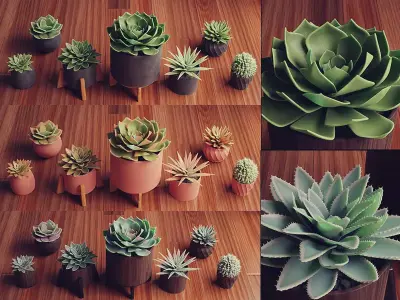 Collection of Succulent Plants  Plants Vol 03 Low-poly 3D model