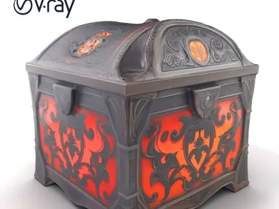 Enchanted Chest with Decorative Patterns and Glow model pack Low-poly 3D model