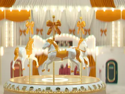 Squid Game Arena Mingle Carousel Scene - Modular Environment 3D model