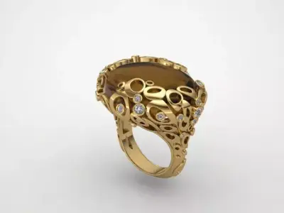 Designer ring 3D print model buy