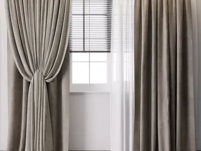 Hadi classic curtains with blinds number 01 Low-poly 3D model