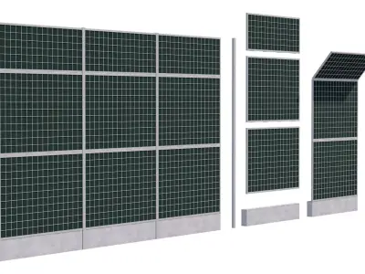 Road car Acoustic noise absorbing fence barrier 3D model