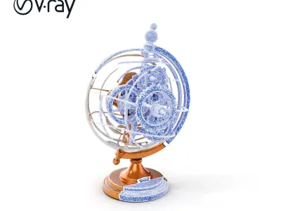 Steampunk Globe Gear Puzzle Model Pack Low-poly 3D model