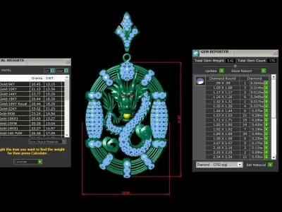 Dragon Pendant with round diamond new release 2021  3D model