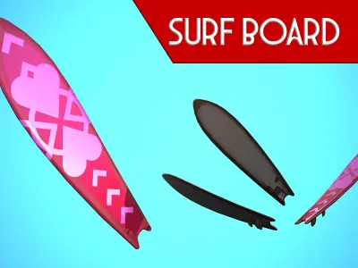 SURF BOARD 06 CARTOON STYLIZED Low-poly 3D model