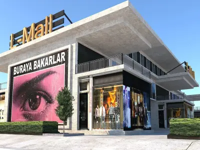 Simple and Effective Mall Shopping Store Building Low-poly 3D model