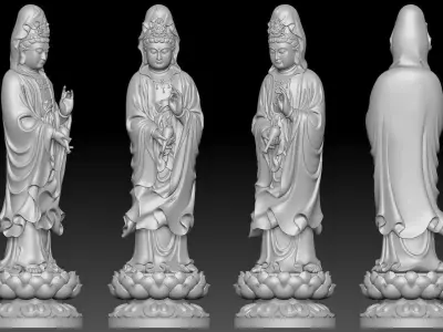 Bodhisattva Kwan Yin Pouring Out Vase of Nectar  3D print model