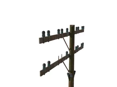 Electricity Pole 9 Weathered Low-poly 3D model